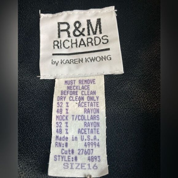 R & M Richards by Karen Kwong Two in One Long Light Cardigan/ Top Black Size 16 - Picture 7 of 7